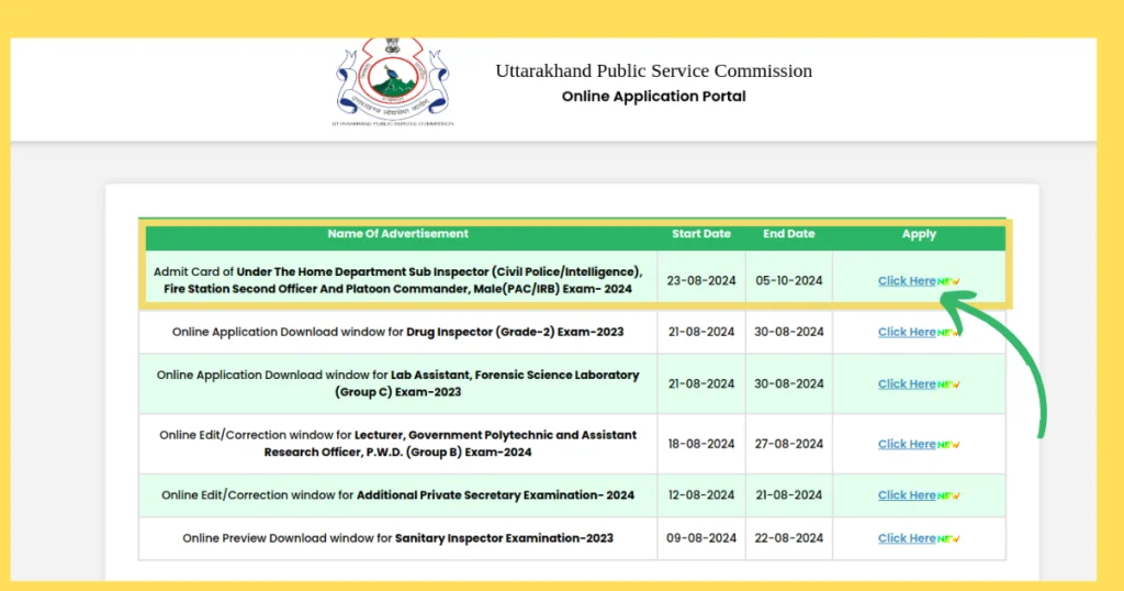 ukpsc sub inspector fire station second officer admit card realised