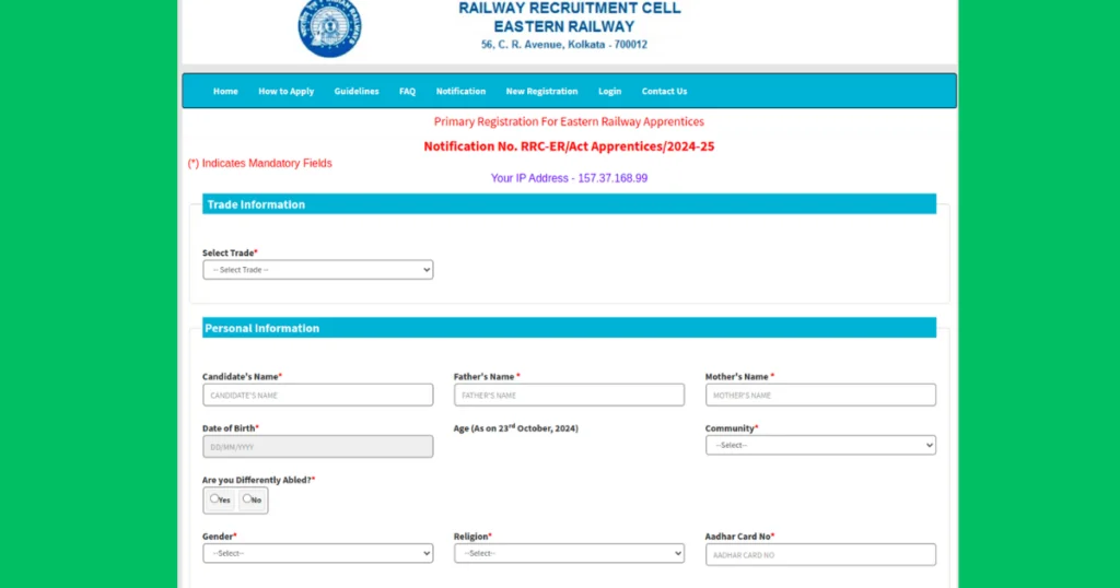 eastern railway recruitment 2024 apply 