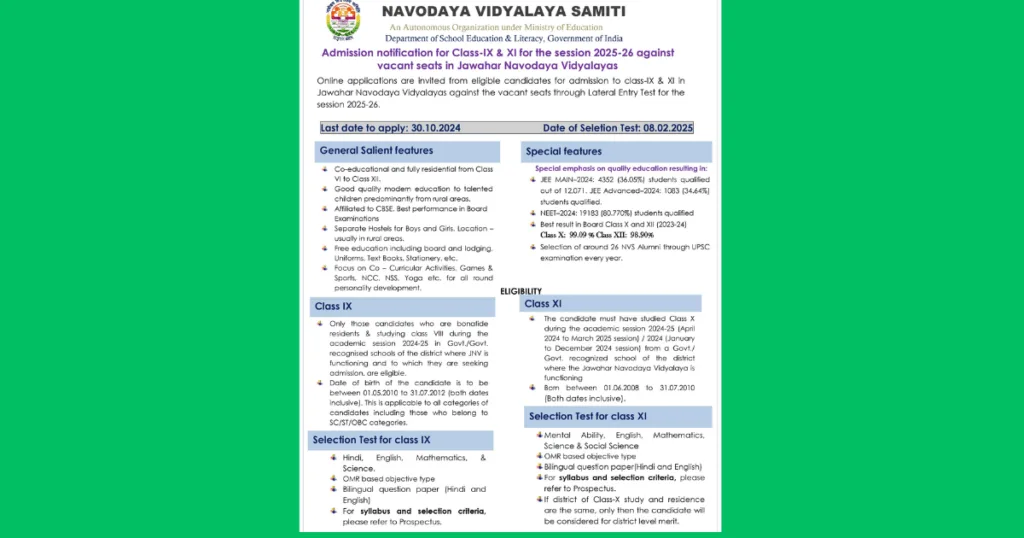 jnv admission official notification