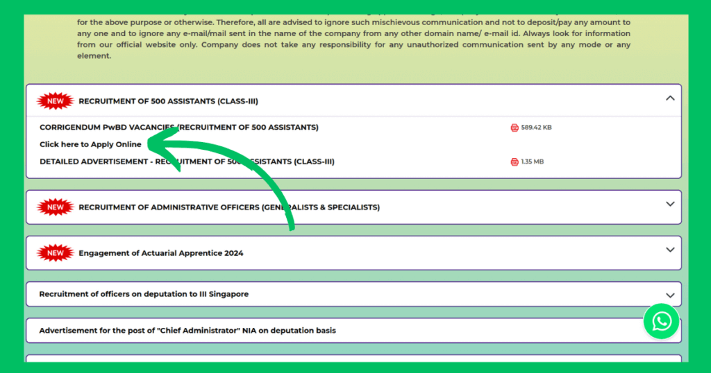 National insurance company recruitment 